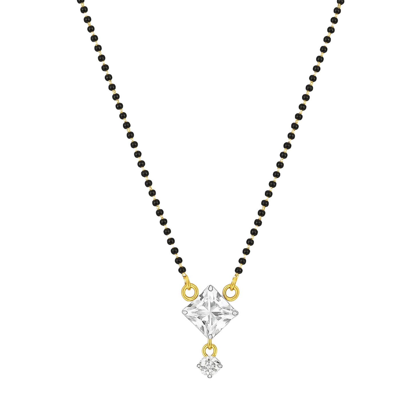 American Diamond Square Single Stone Gold Plated Mangalsutra for Women