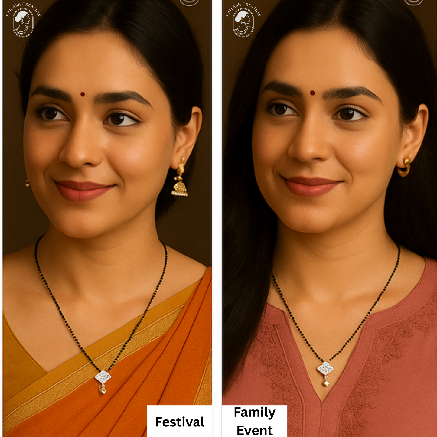 American Diamond Square Single Stone Gold Plated Mangalsutra for Women