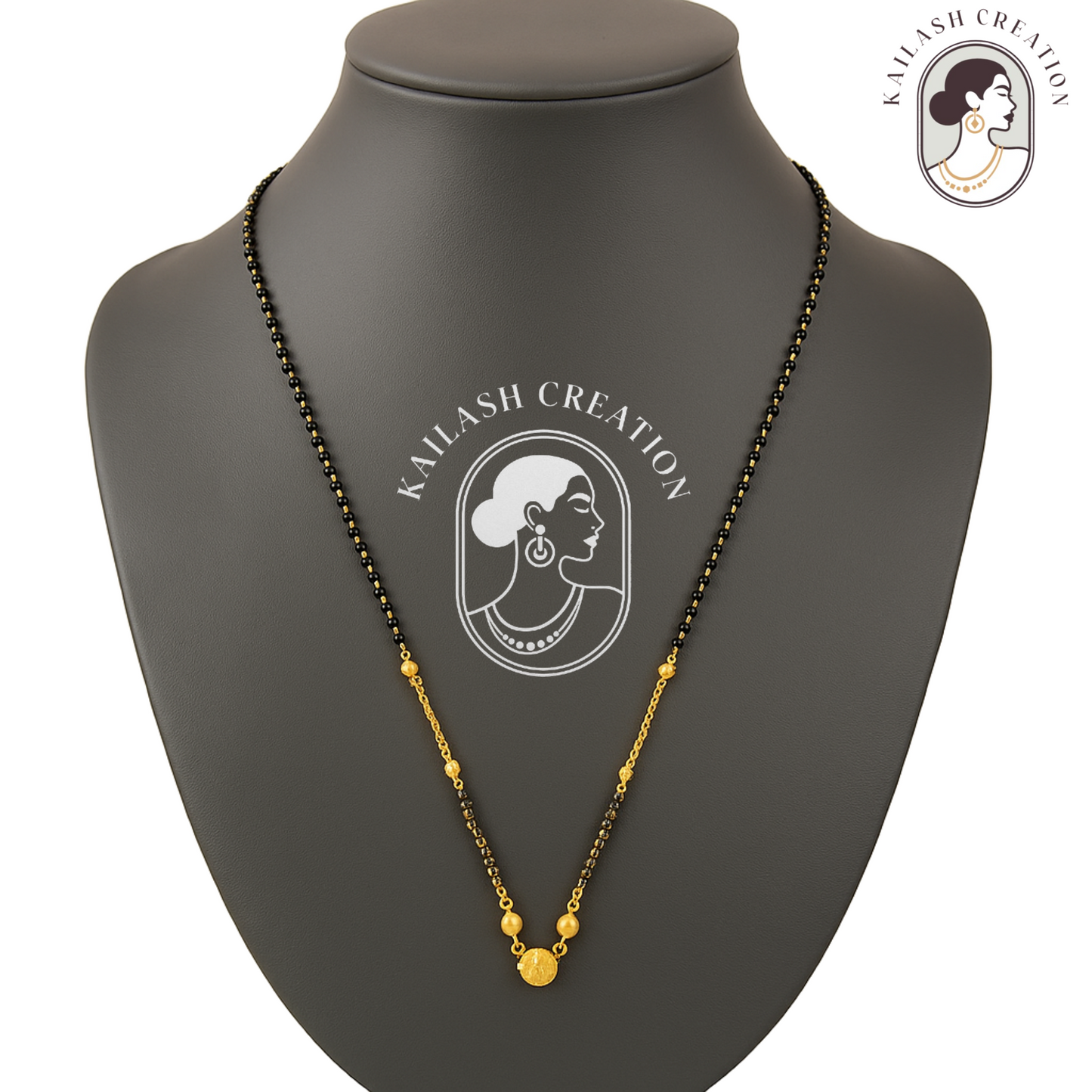 South Indian Traditional Gold-Plated Black Beads Mangalsutra for Women