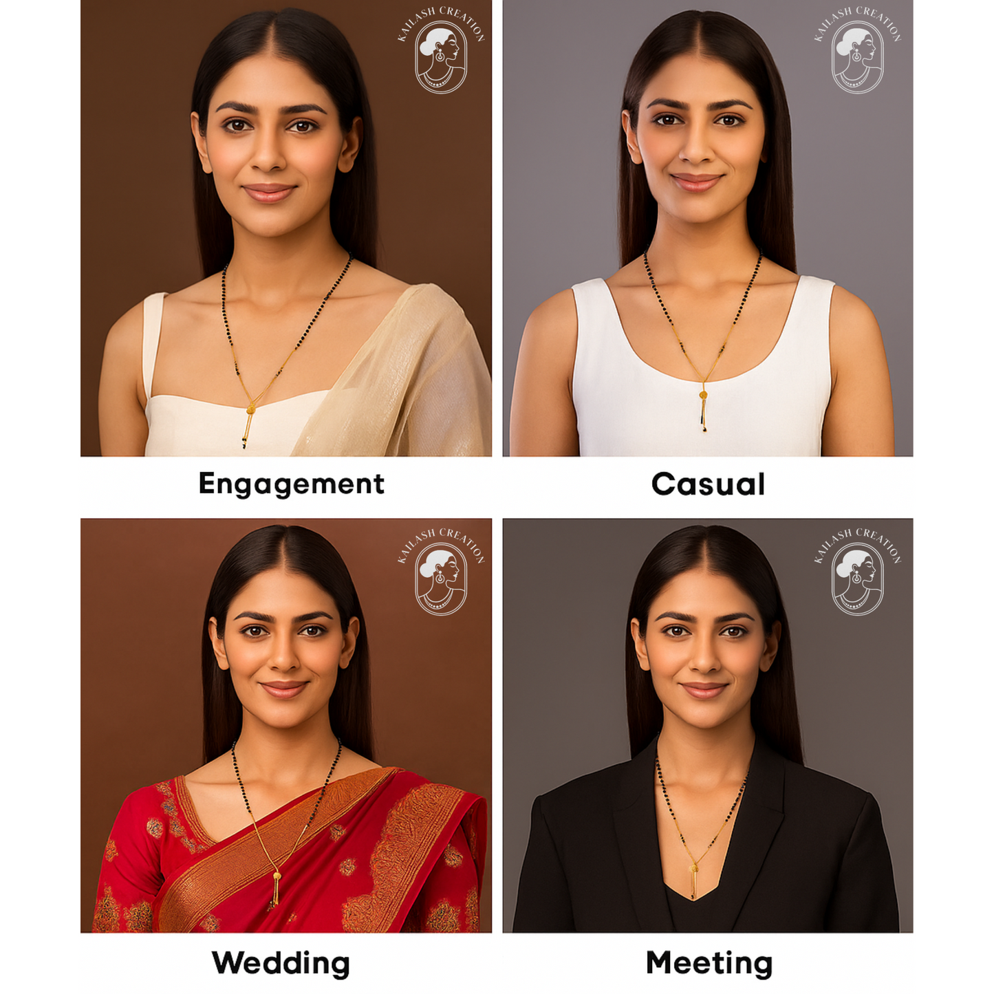 South Indian Style Devika Gold-Plated Mangalsutra Necklace for Women
