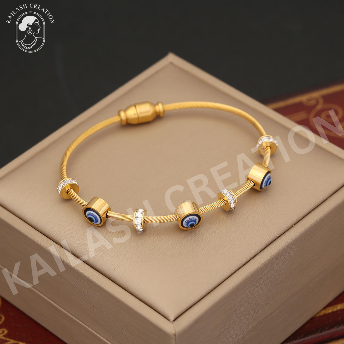 Anti Tarnish 18K Gold Plated Evil Eye Bracelet for Women and Girls