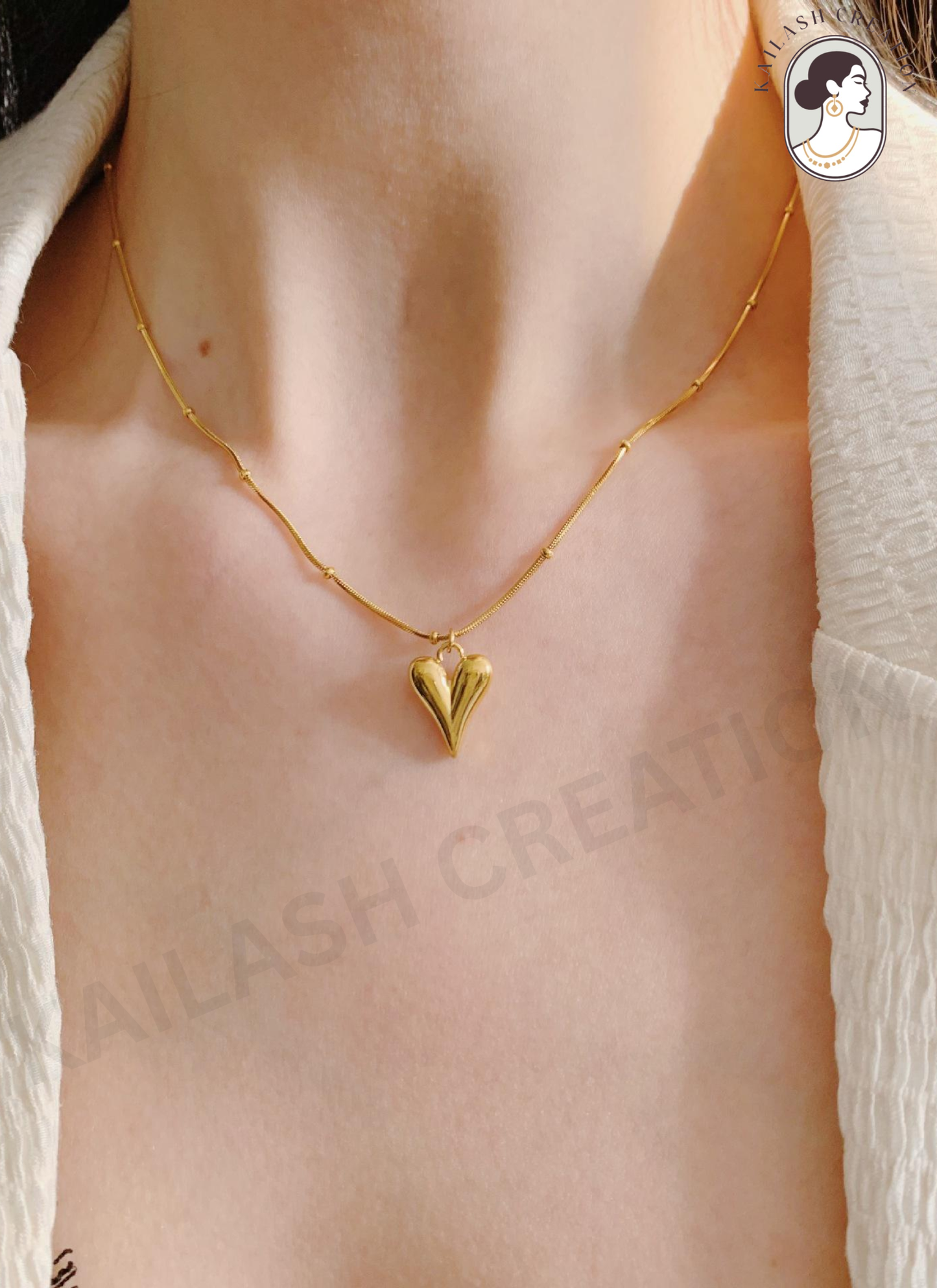 18K Gold Plated Geometric Heart Pendant Necklace