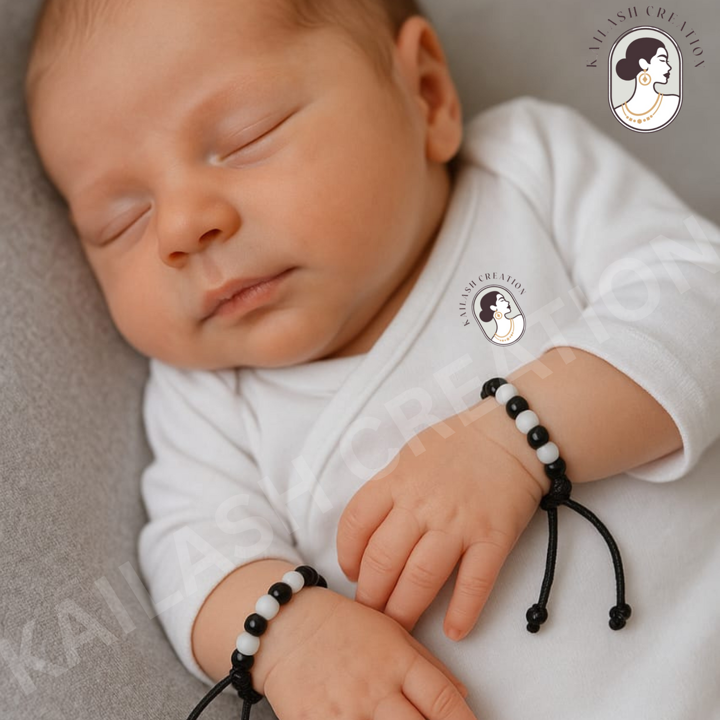 Adjustable Black & White Beads Thread with Multicolor Ghungroo Baby Nazariya Bracelets