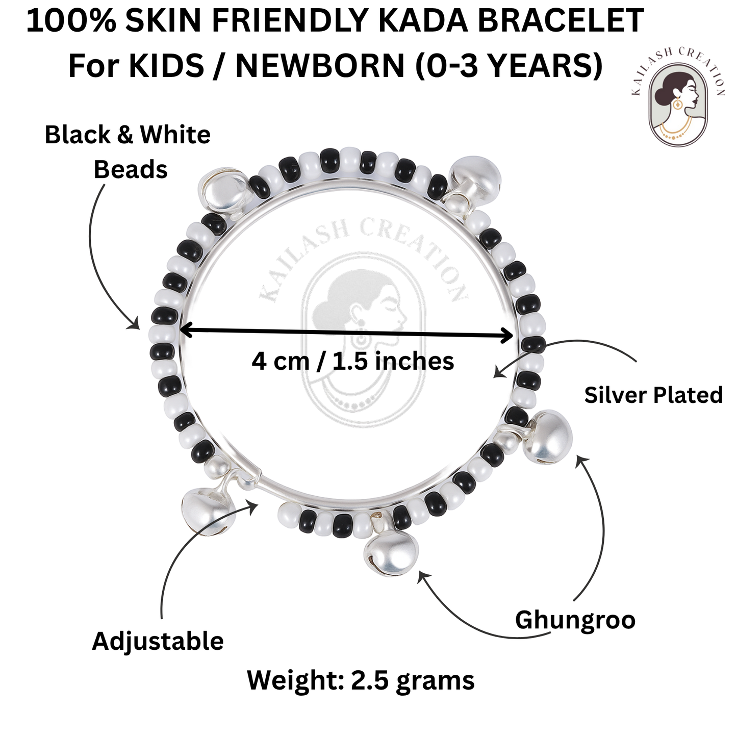 Baby Nazariya Bracelet Kada with Silver Ghungroo Charm