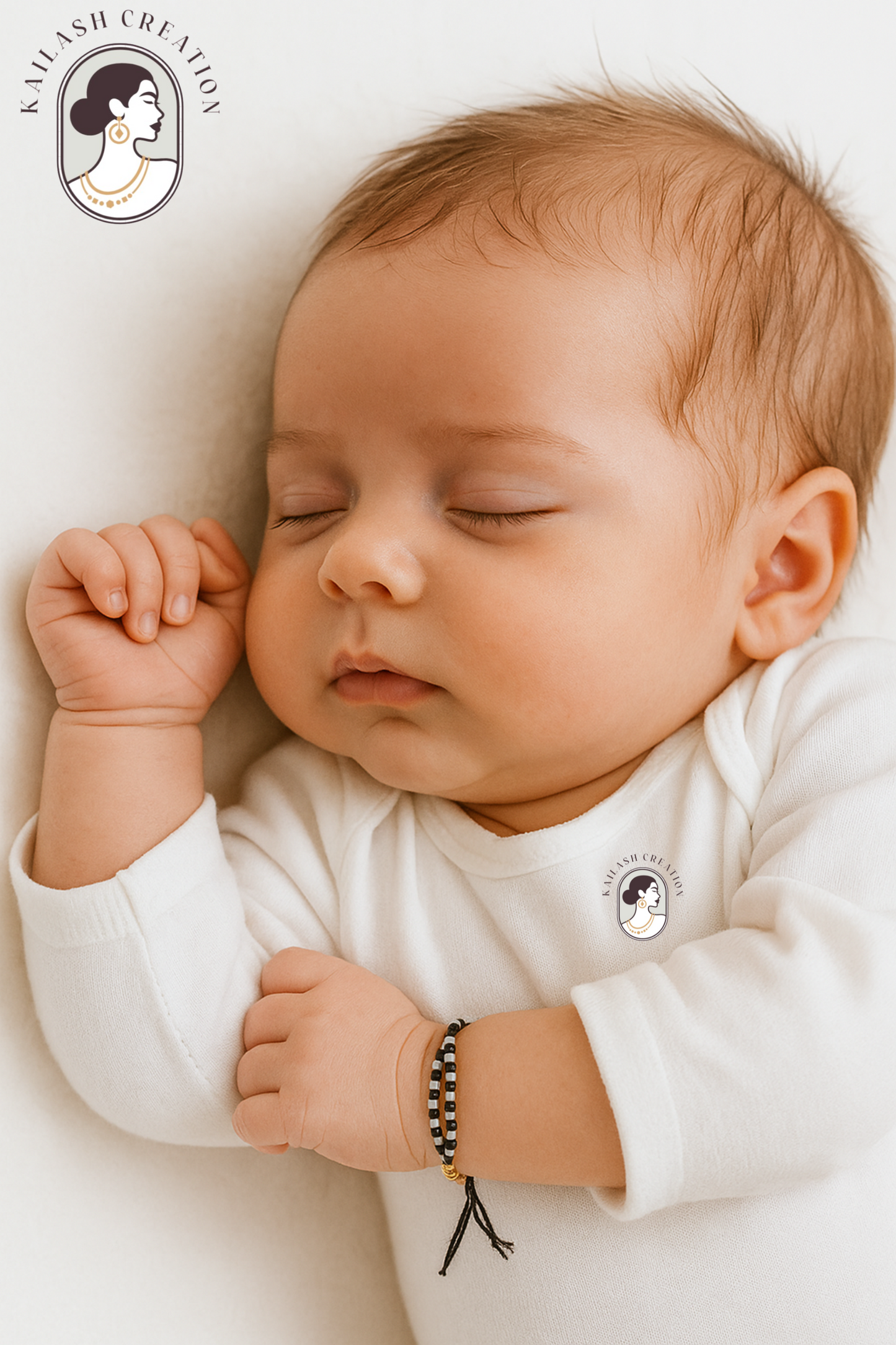 Black & White Beads Nazar Thread Bracelet for NewBorn and Toddler