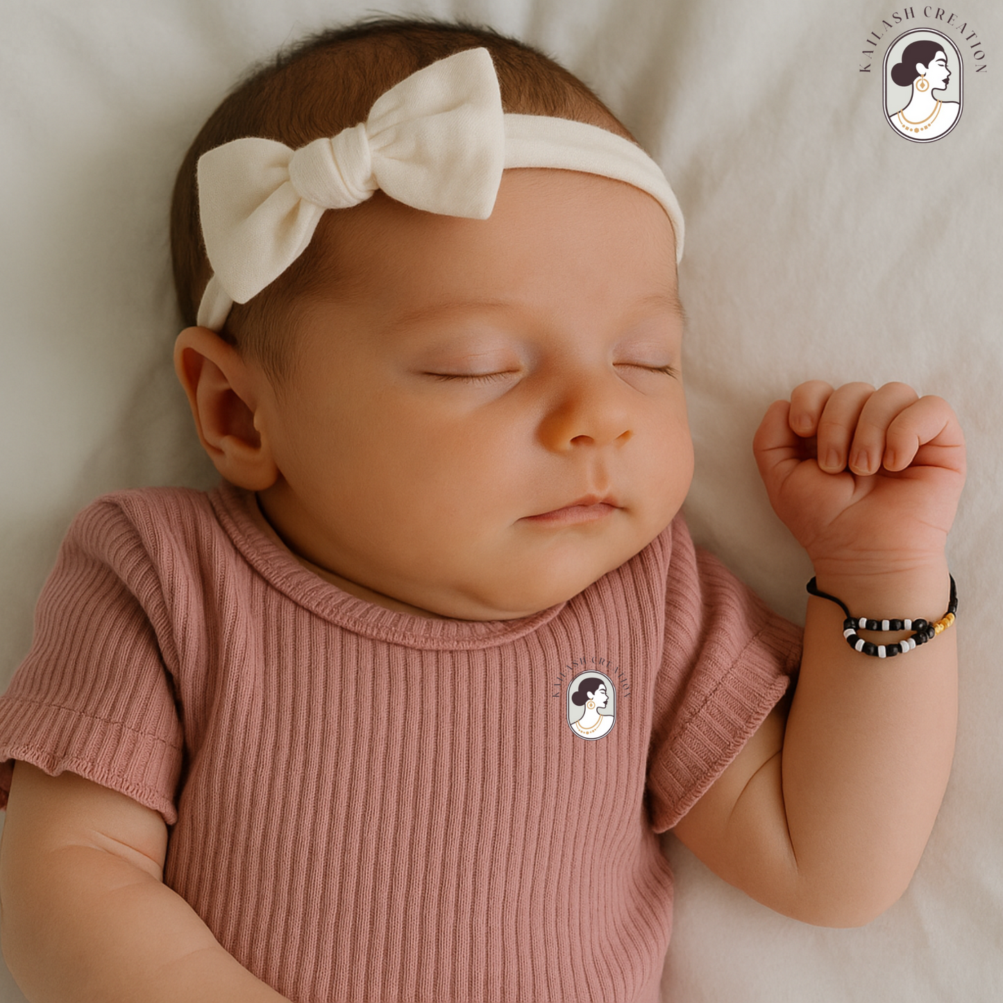 Black & White Beads Nazar Thread Bracelet for NewBorn and Toddler
