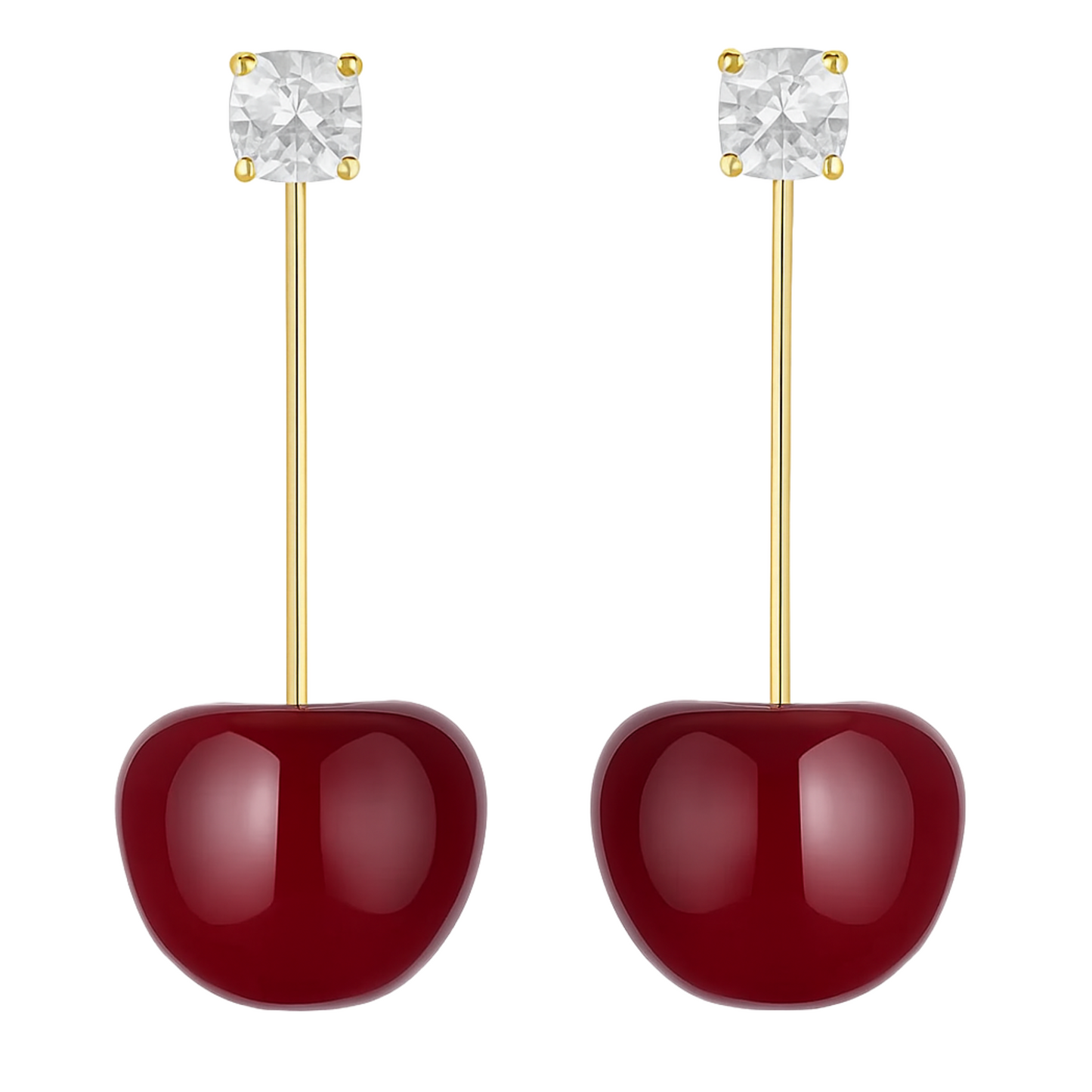 Cute Red Cherry Drop Earrings β Gold Dangle Fruit Style for Women & Girls