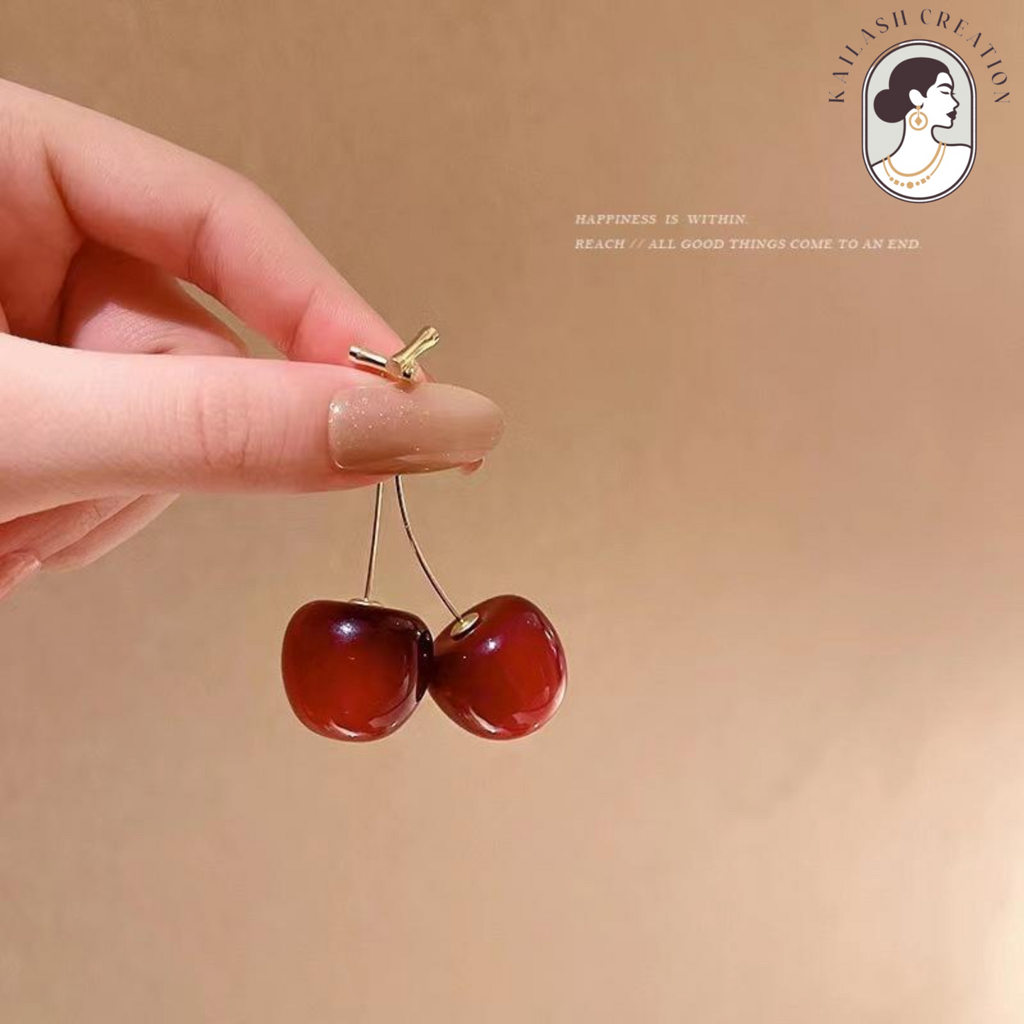 Cute Red Cherry Drop Earrings β Gold Dangle Fruit Style for Women & Girls