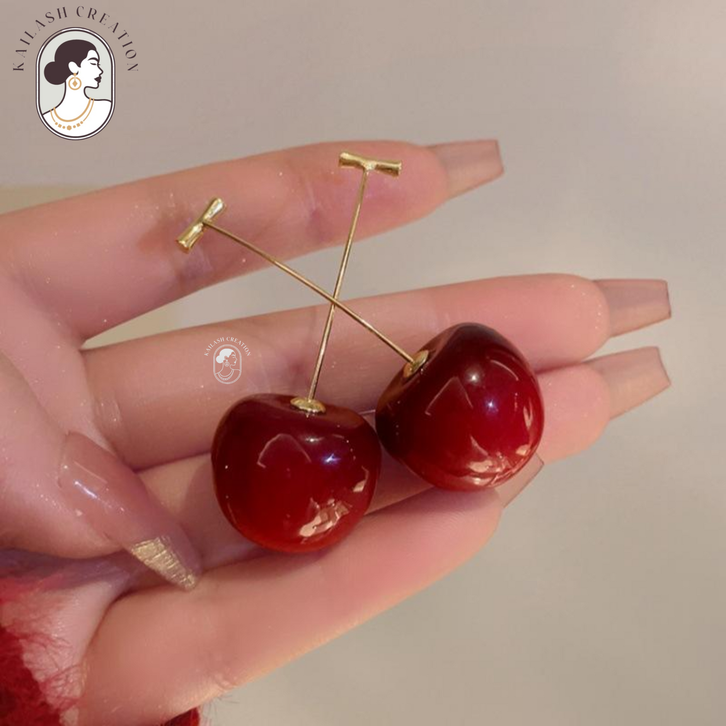 Cute Red Cherry Drop Earrings β Gold Dangle Fruit Style for Women & Girls