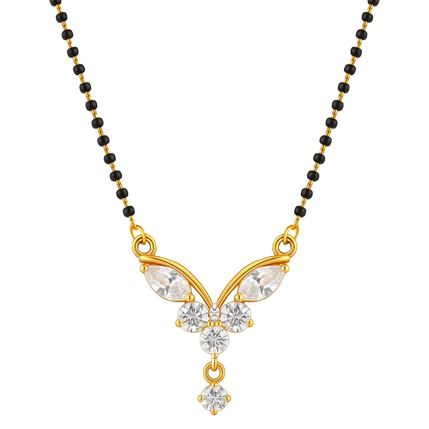 American Diamond Butterfly Pendant Mangalsutra for Women