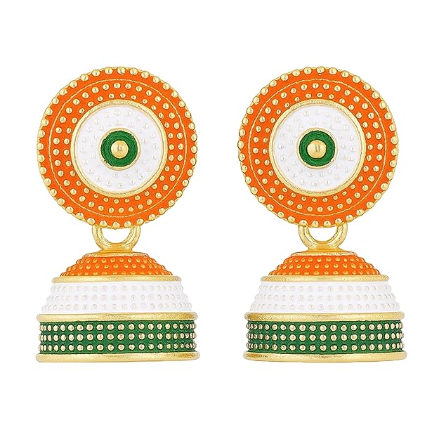 Indian Flag Tricolored Tiranga Jhumki Earrings for Teen Girls