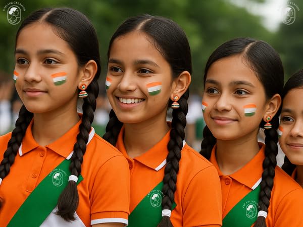Indian Flag Tricolored Tiranga Jhumki Earrings for Teen Girls