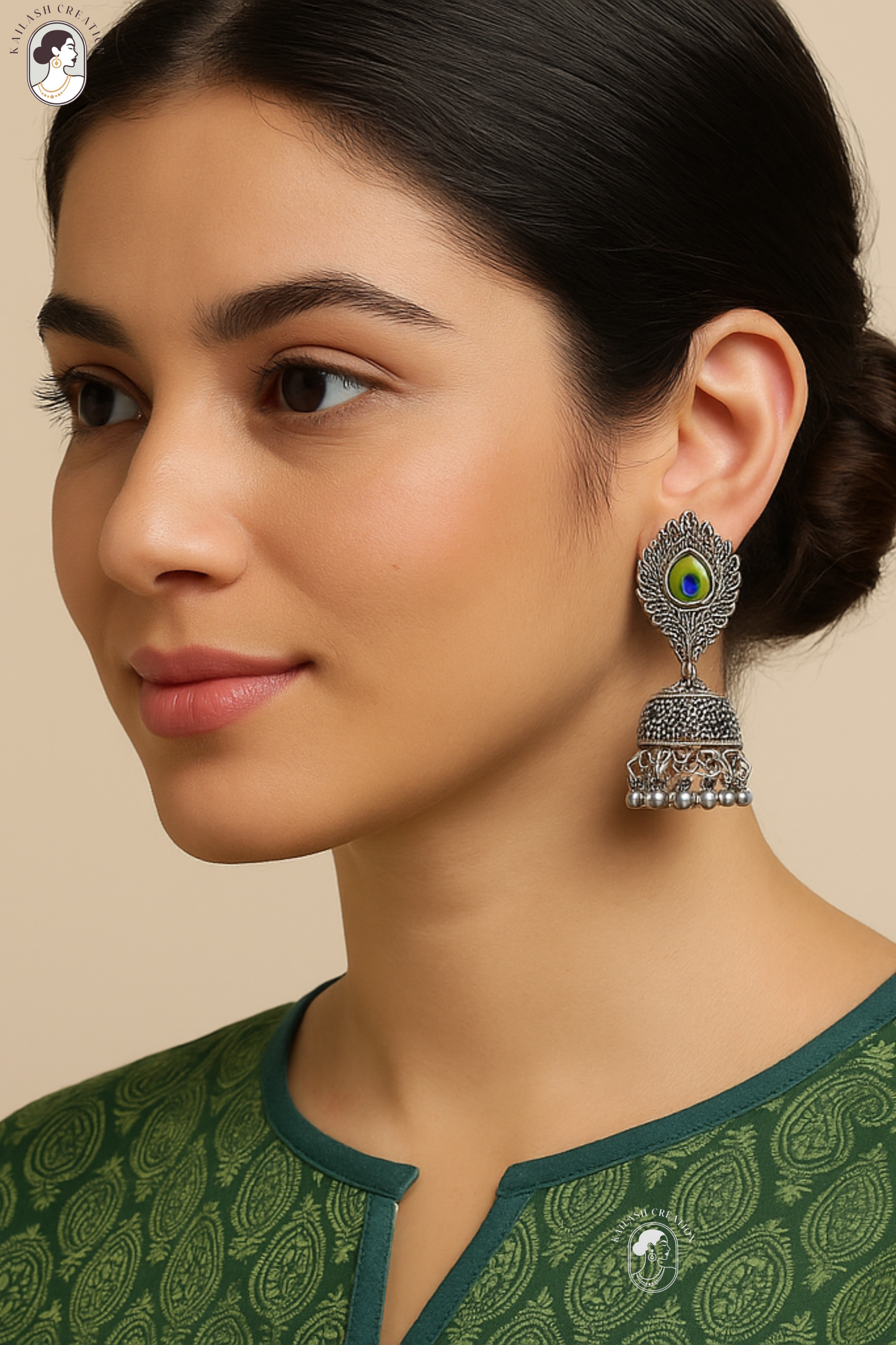 Peacock Feather Janmashtami Special Jhumki Earrings for Women