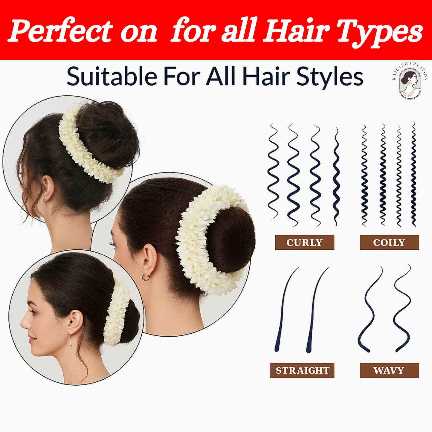 Artificial Mogra Gajra with Scented Jasmine Flower for Hair Bun & Braids