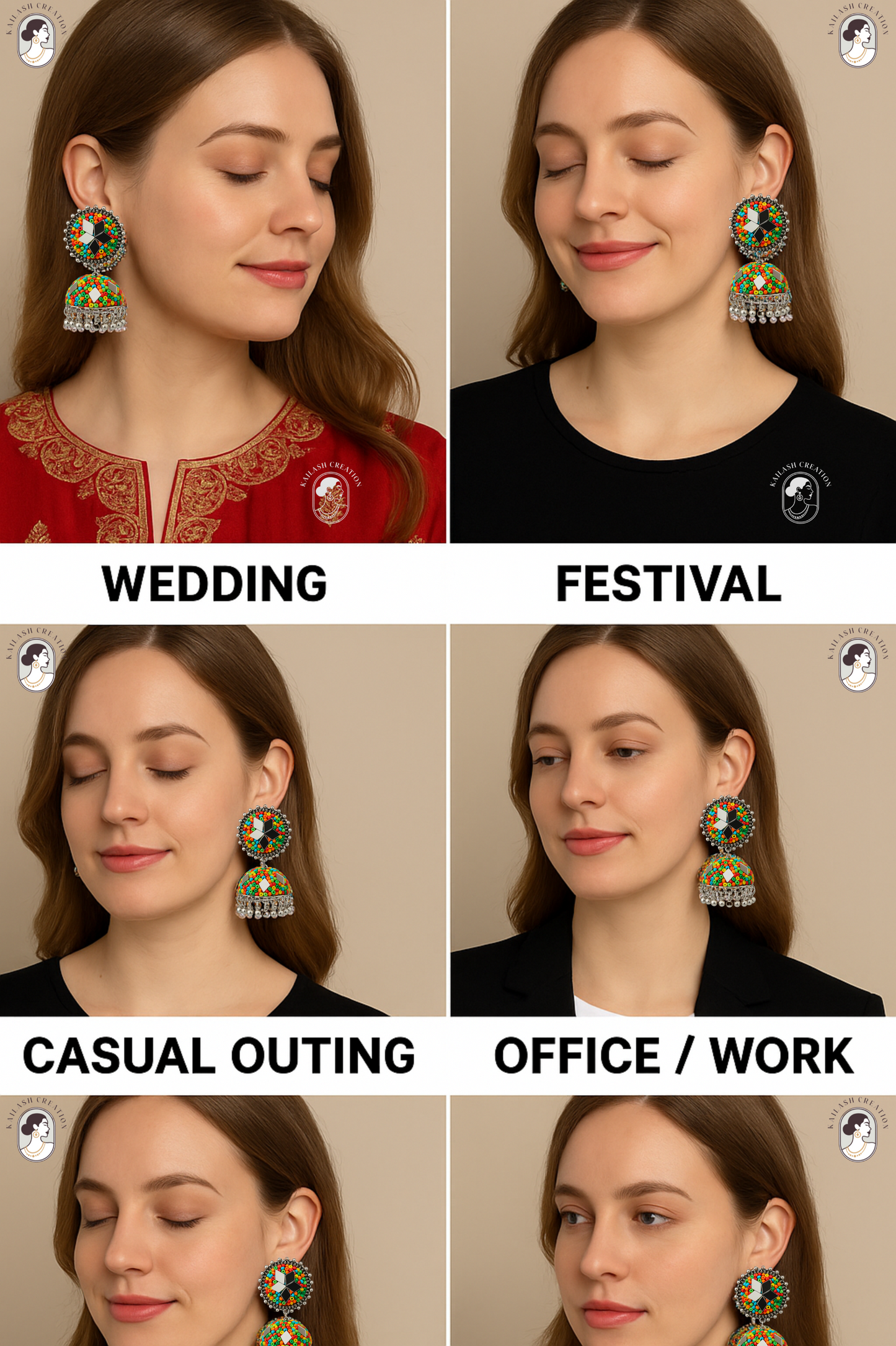Multicolor Jhumki Earrings with Mirror Work and Ghungroos