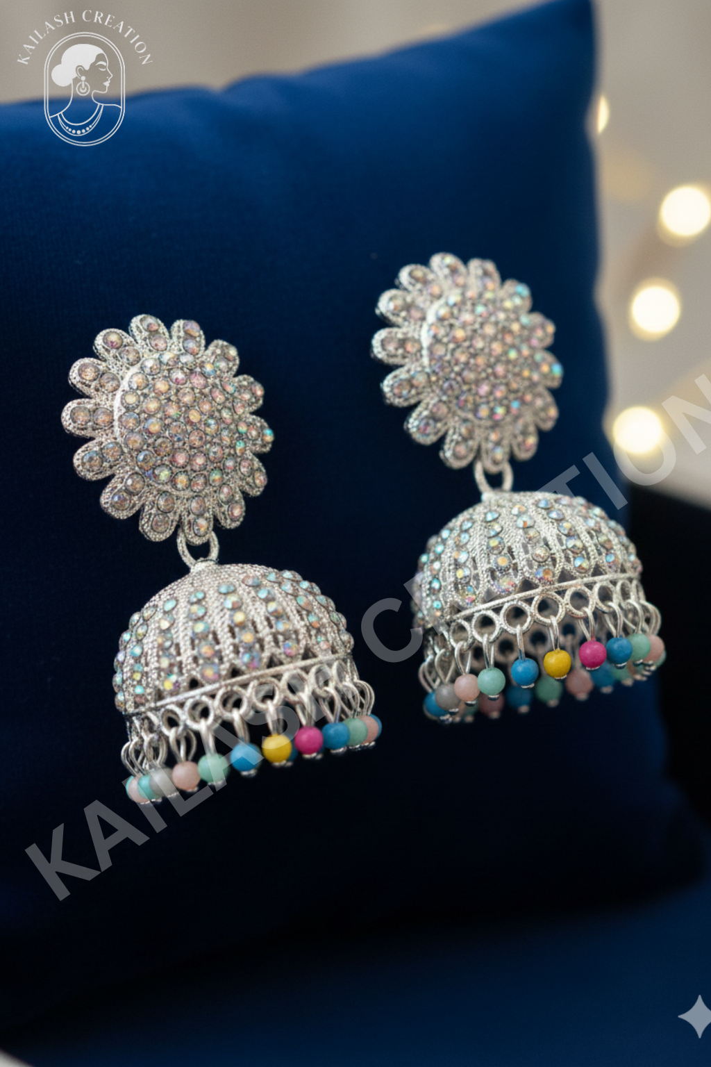 Multicolor Sparkle Jhumki Earrings for Women and Girls