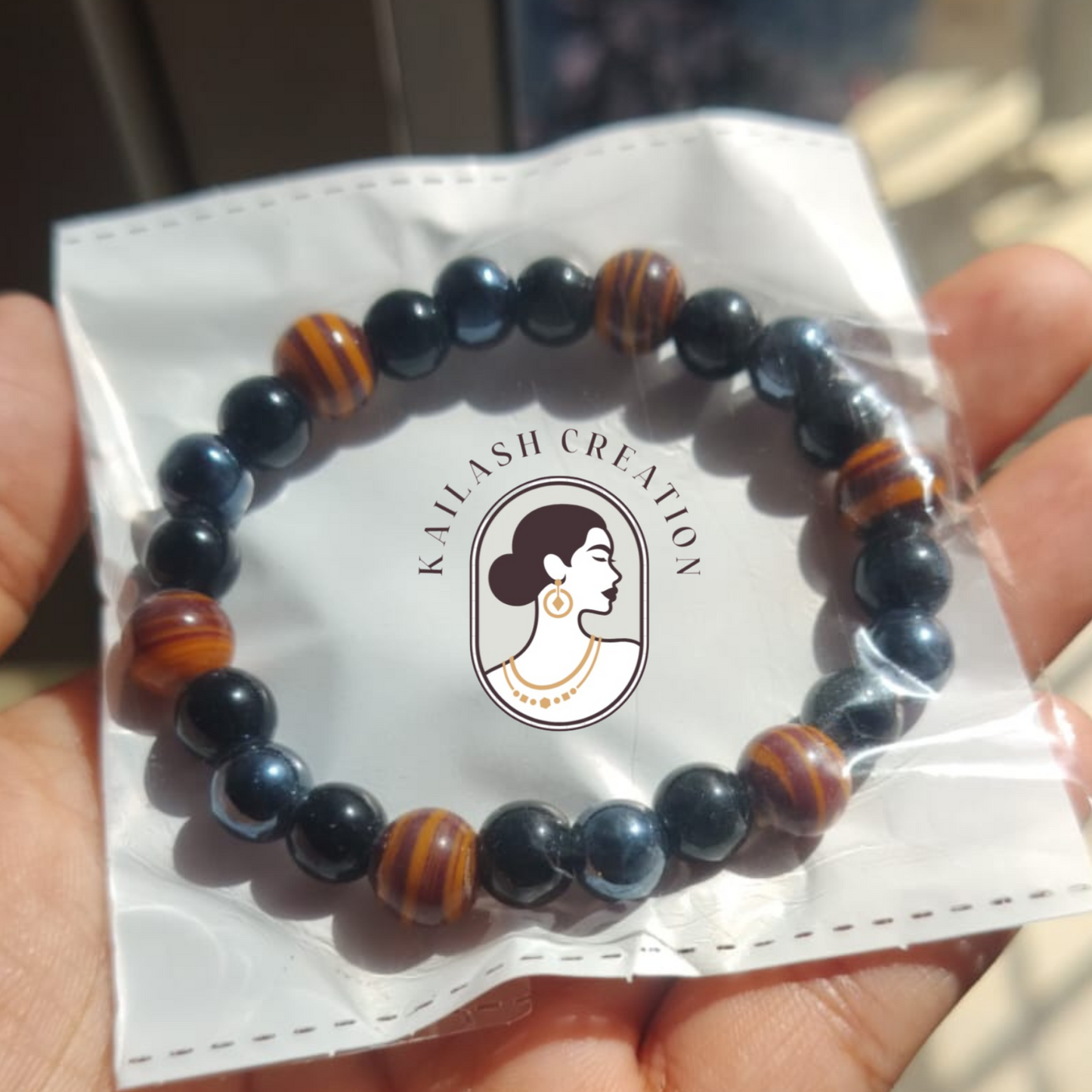 Unisex Tiger Eye Triple Protection Bracelet with Hematite & Black Obsidian