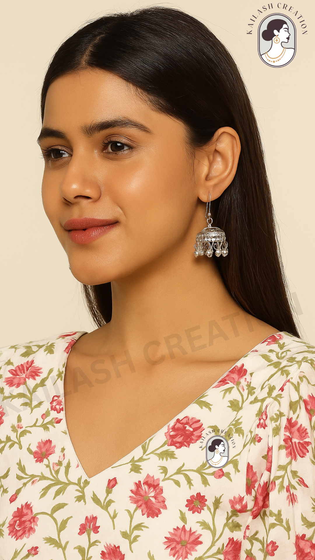 Oxidized Silver Jhumki Earrings for Women and Girls