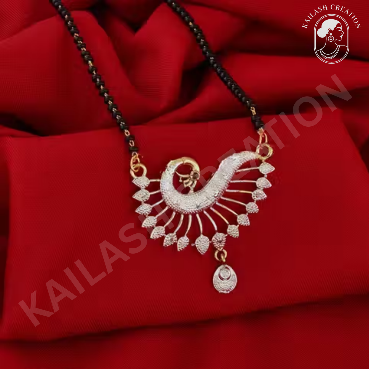 Peacock Design Mangalsutra with Matching Earrings Designer Mangalsutra