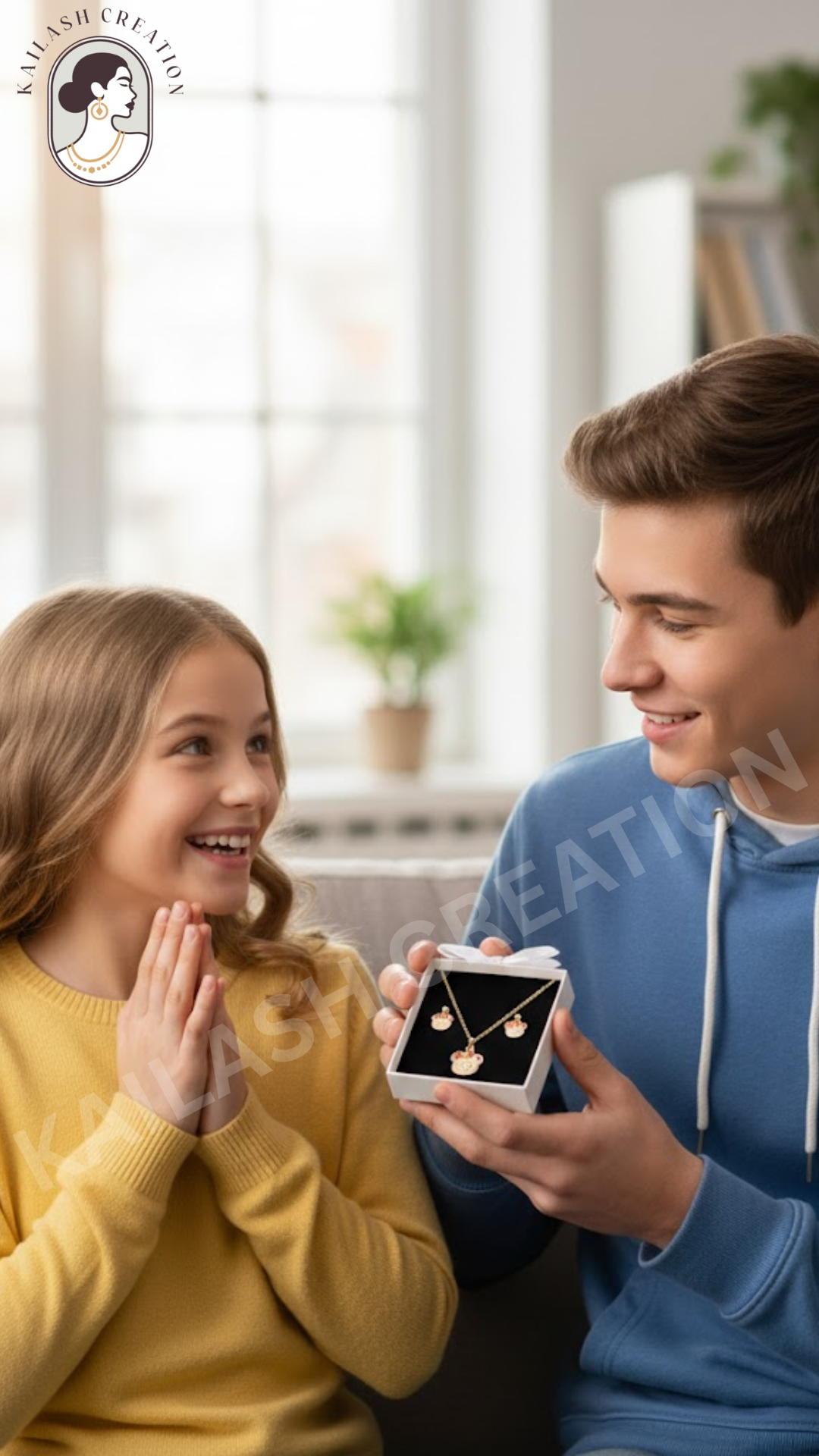 Cute Bear Pendant Necklace & Earring Set for Girls | Gold Plated Fashion Jewelry