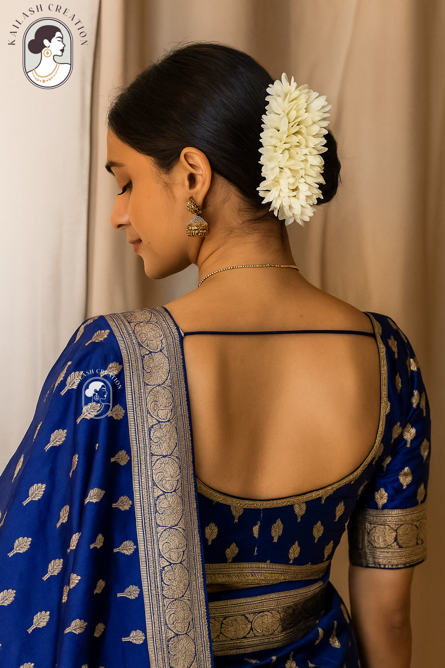 Reusable Artificial Mogra Flower Hair Gajra for Women - Off White - 15 Inches