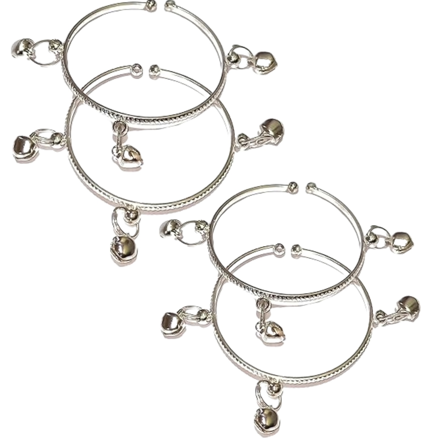 Silver Plated Adjustable Ghungroo Kada Bracelet for NewBorn and Toddler
