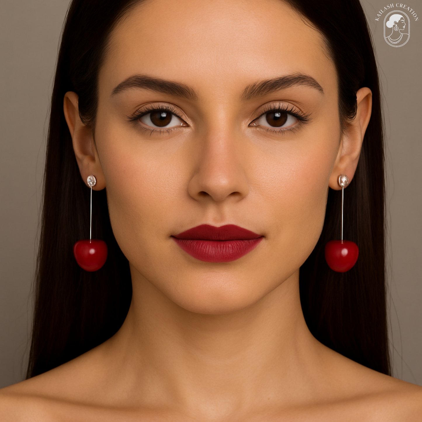 Cute Red Cherry Drop Earrings β Gold Dangle Fruit Style for Women & Girls