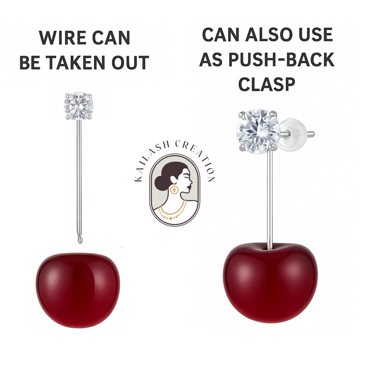 Cute Red Cherry Drop Earrings β Gold Dangle Fruit Style for Women & Girls