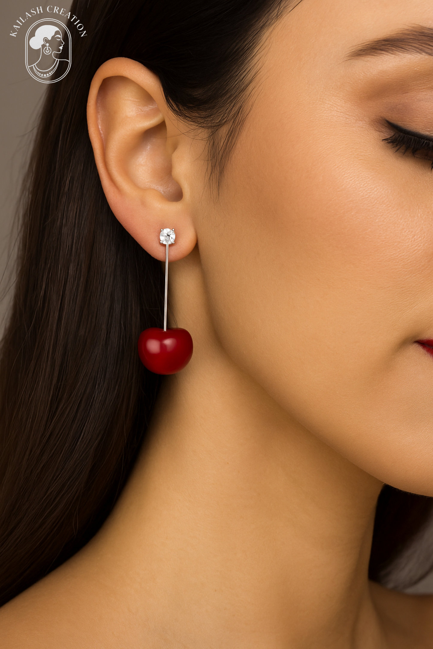Cute Red Cherry Drop Earrings β Gold Dangle Fruit Style for Women & Girls