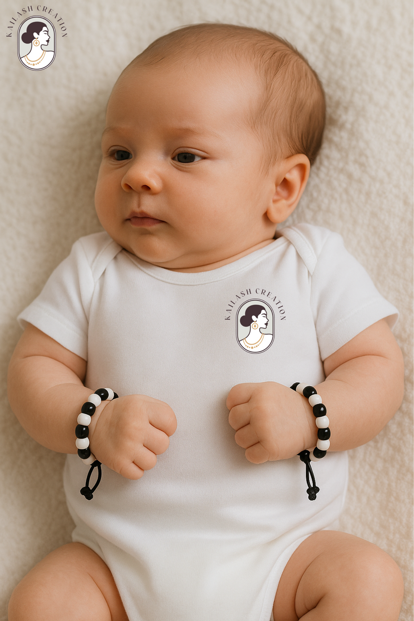 Adjustable Black & White Beads Thread Baby Nazariya Bracelets