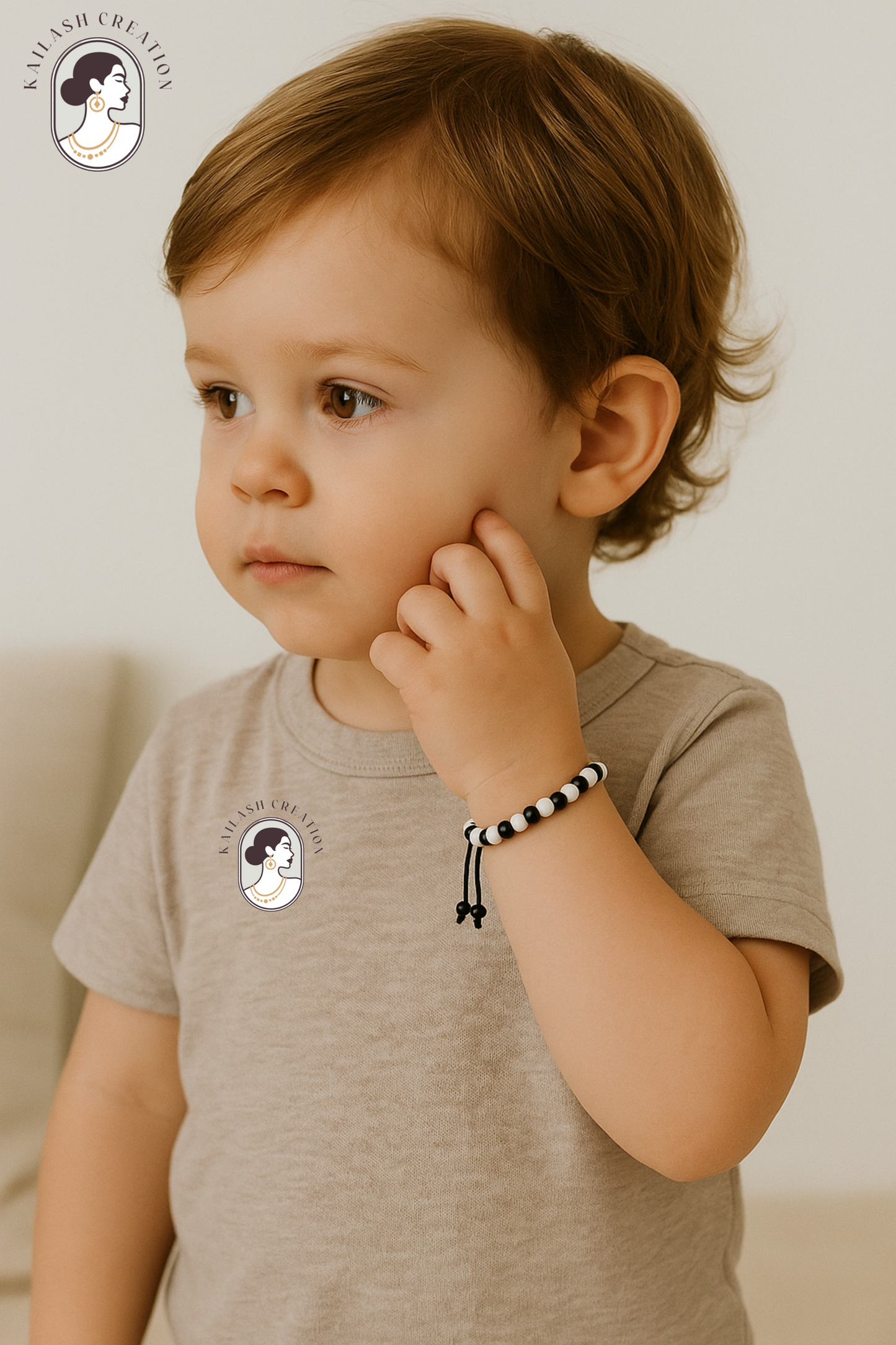 Adjustable Black & White Beads Thread Baby Nazariya Bracelets