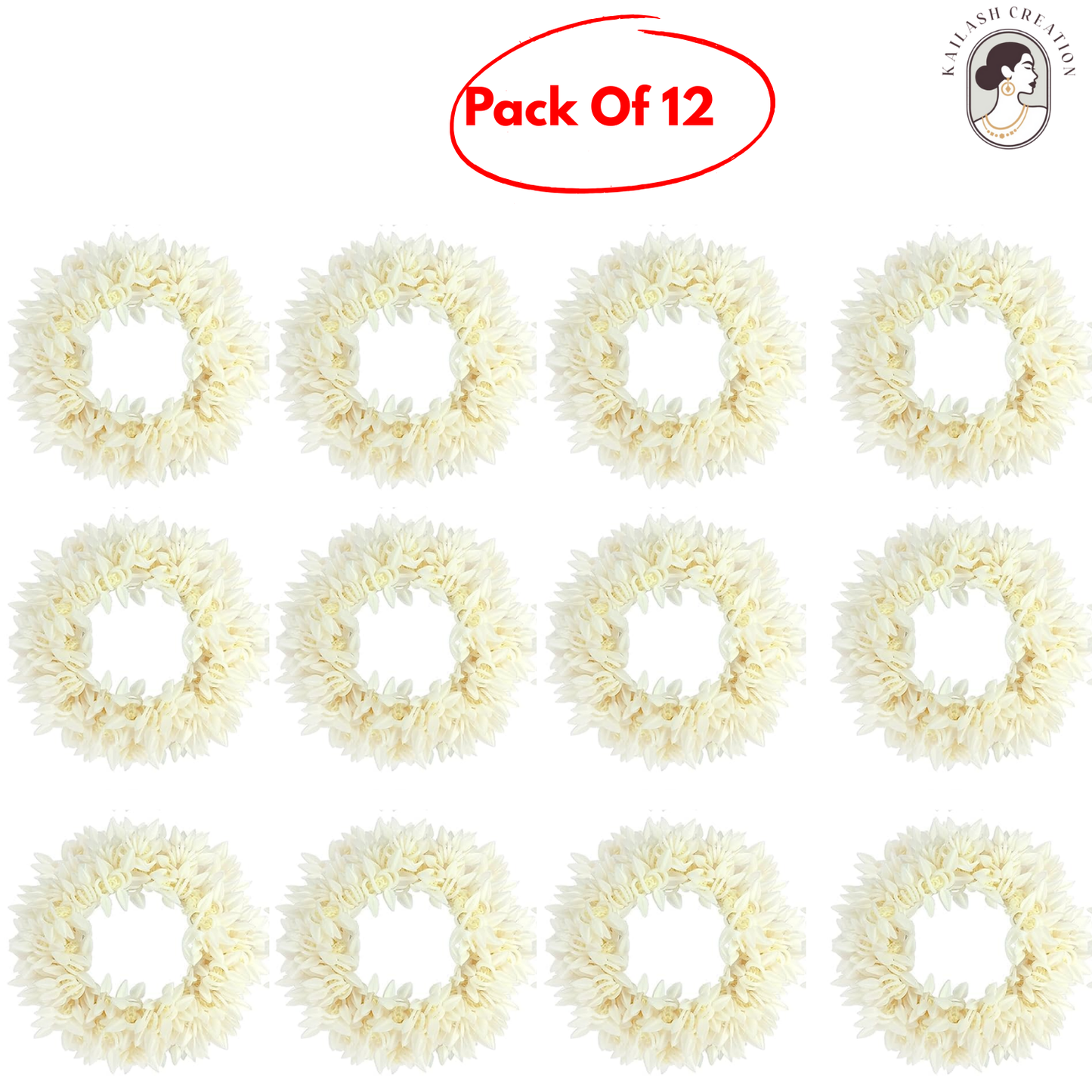 Artificial Mogra Gajra with Scented Jasmine Flower for Hair Bun & Braids