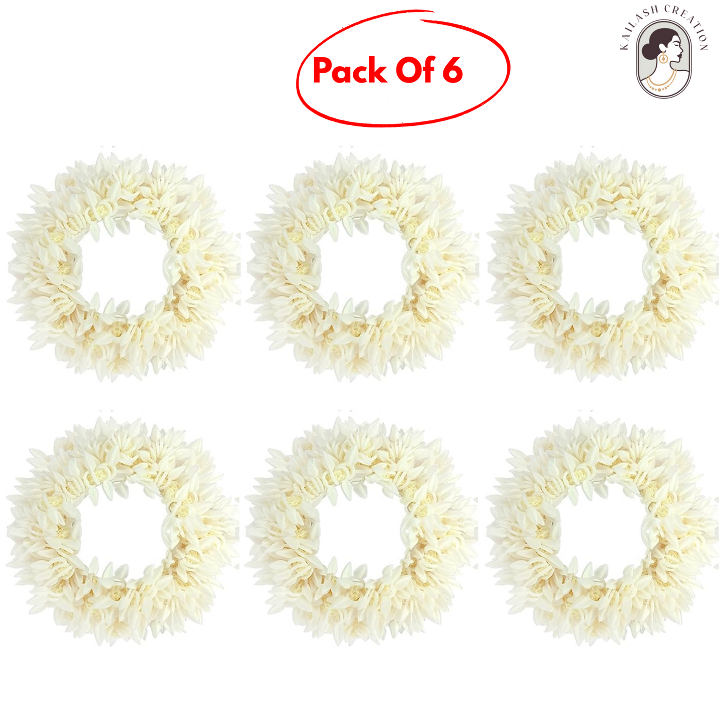 Artificial Mogra Gajra with Scented Jasmine Flower for Hair Bun & Braids