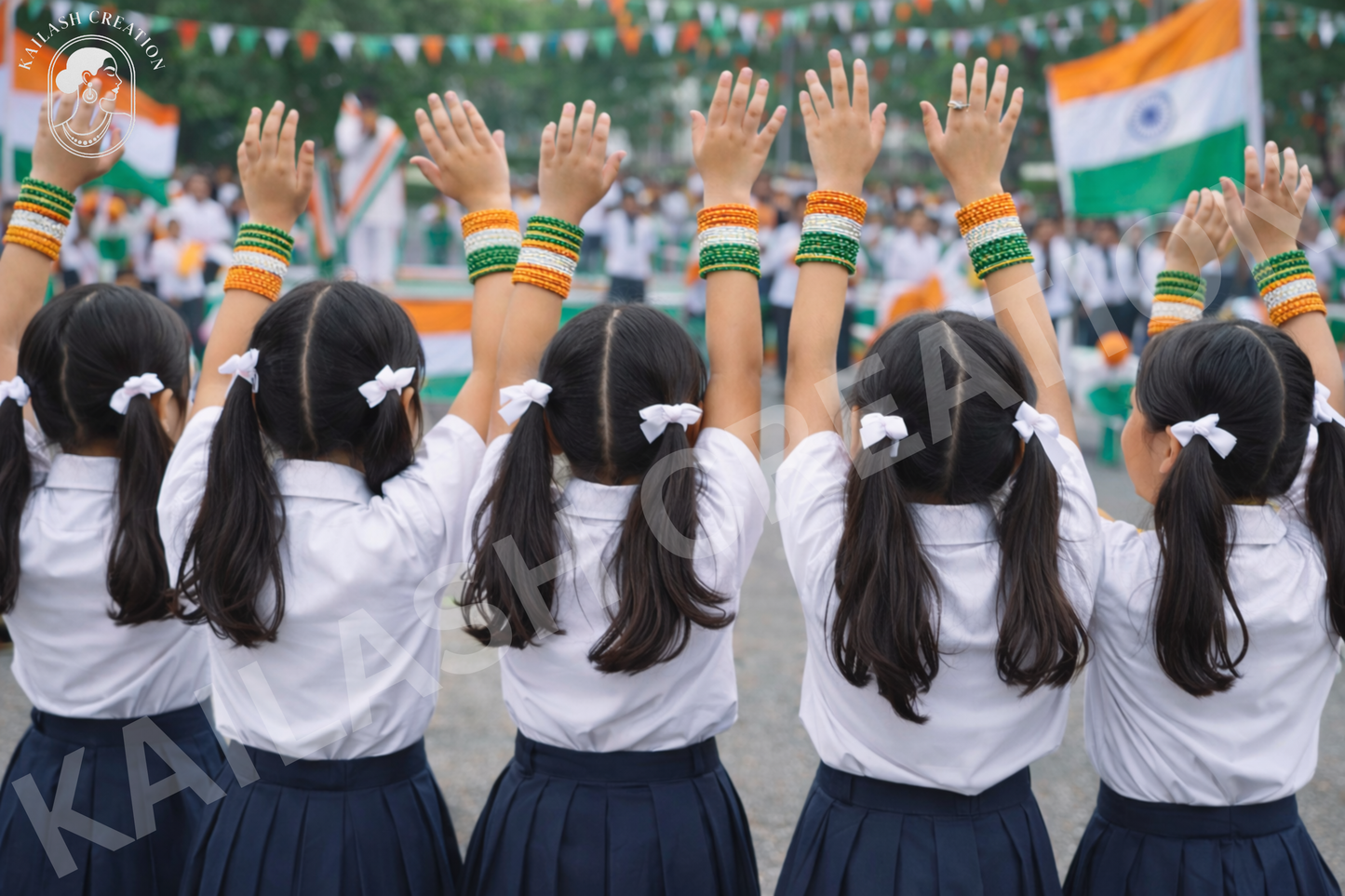Tiranga Tricolor Metal Bangles Set for Kids, Women & Girls