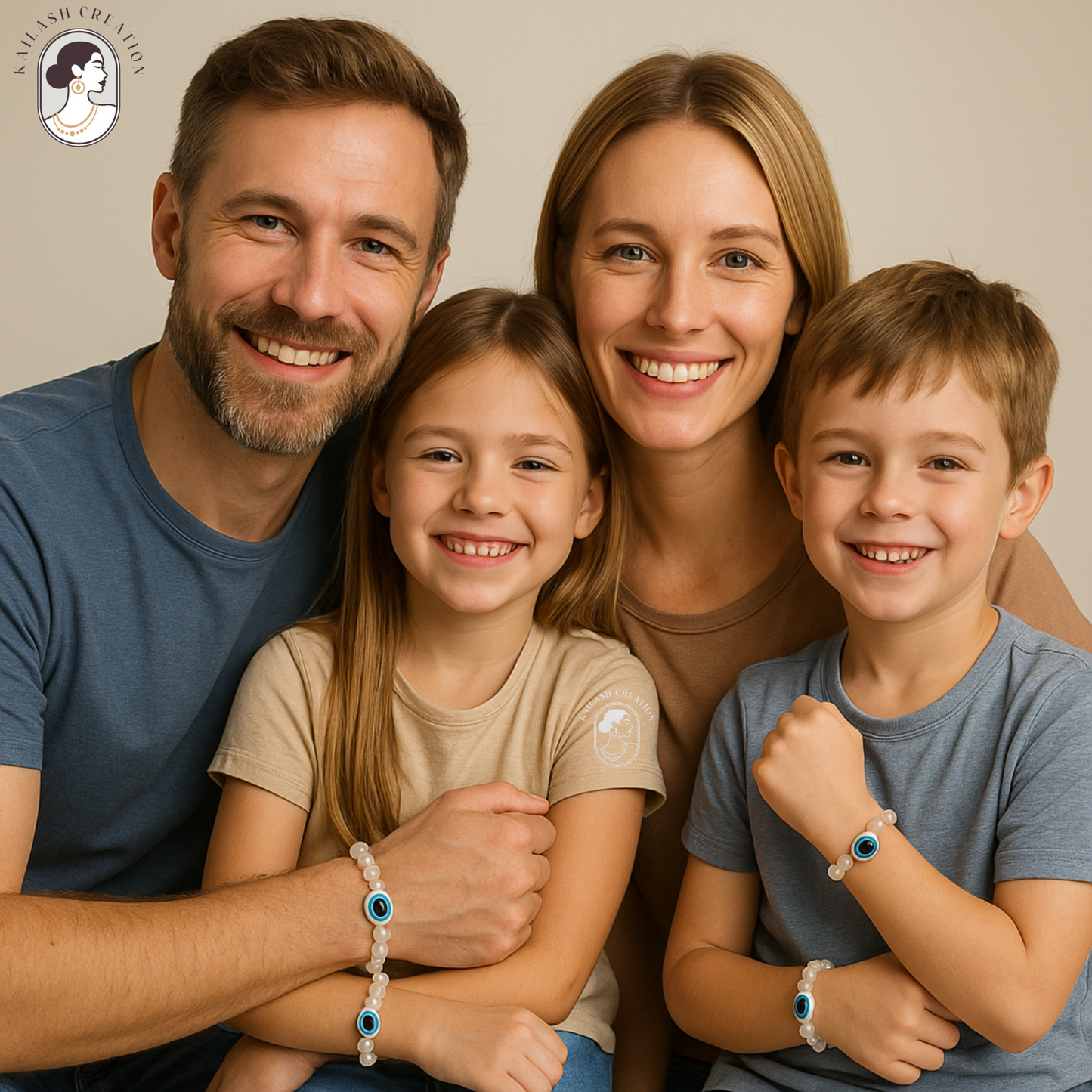 Milky White Evil Eye Bracelet Beads Set for Men & Women