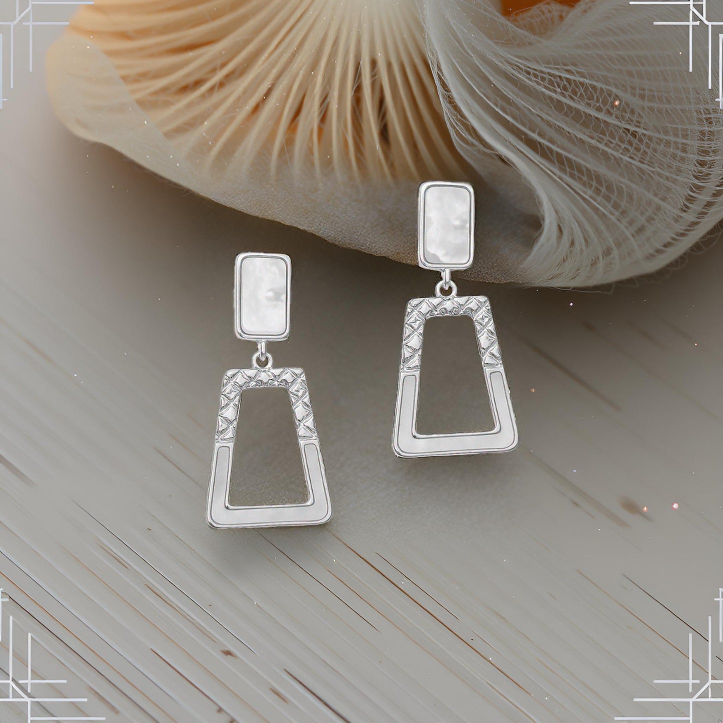 Minimalist White Cutout Geometric Dangle Earrings for Girls & Women