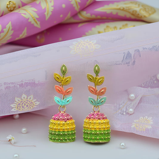 Jaipuri Oxidized Earrings | Gold Plated Jhumka Earrings for Women & Girls