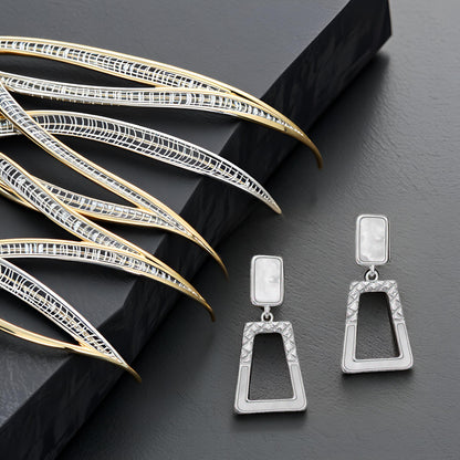 Minimalist White Cutout Geometric Dangle Earrings for Girls & Women
