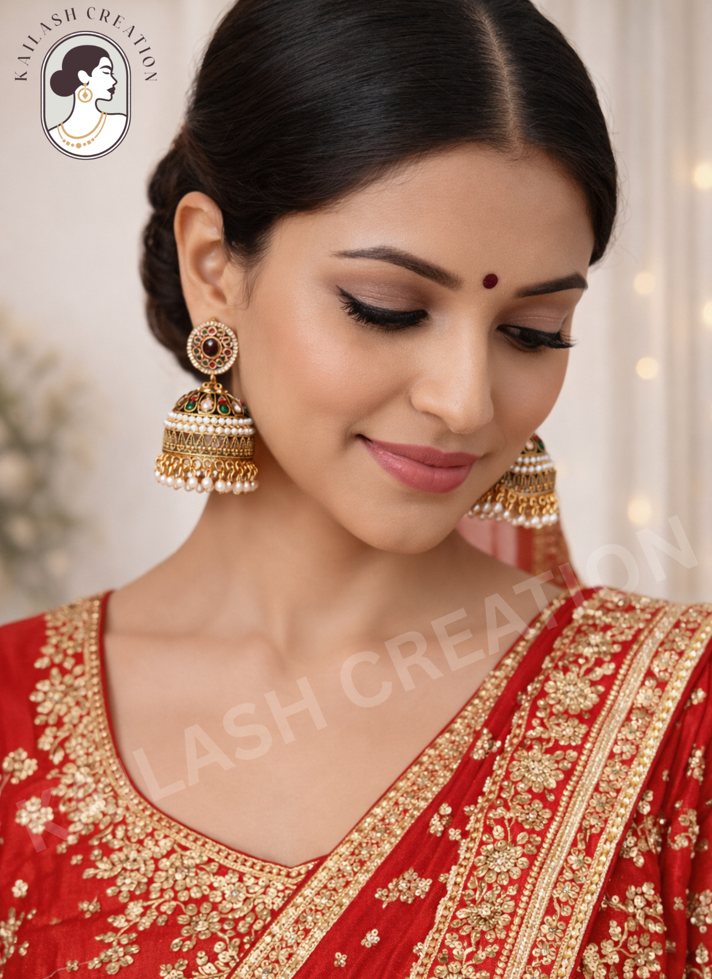 Rajwadi Pearl Jhumka Earrings for Women Stylish