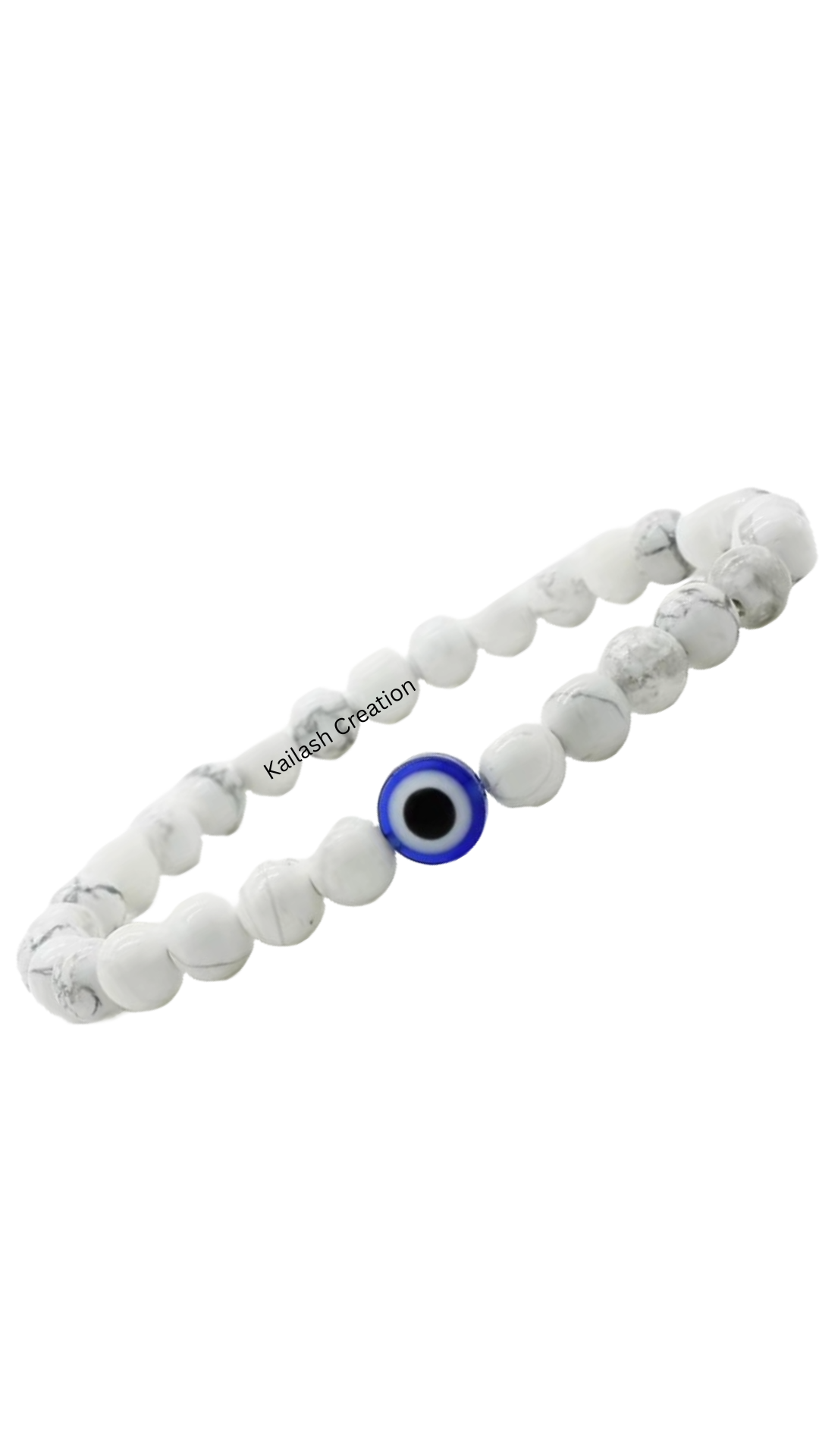 Evil Eye Bracelet with Milky and Black Beads