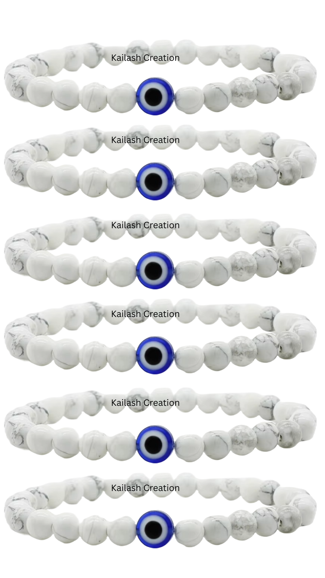 Evil Eye Bracelet with Milky and Black Beads