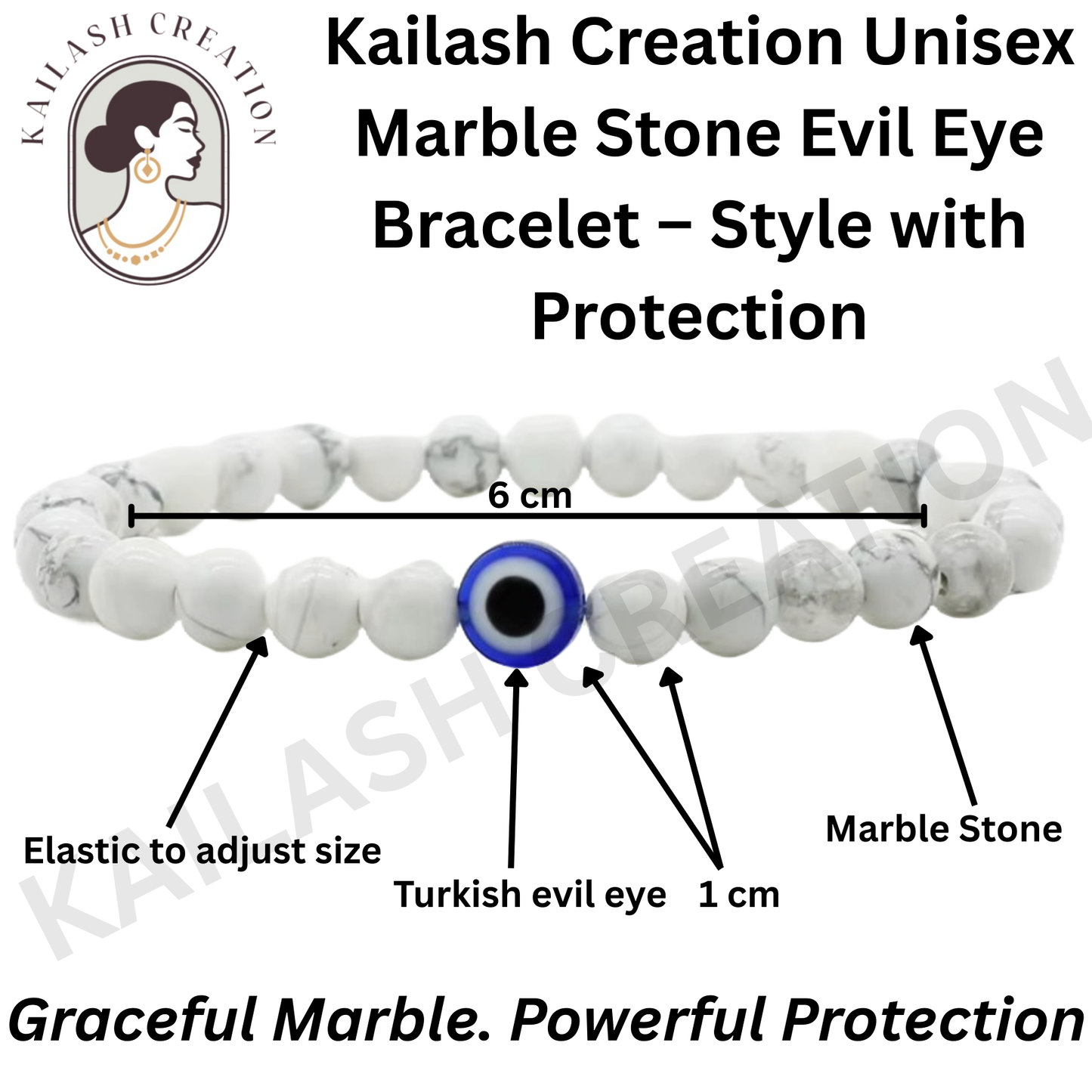 Evil Eye Bracelet with Milky and Black Beads