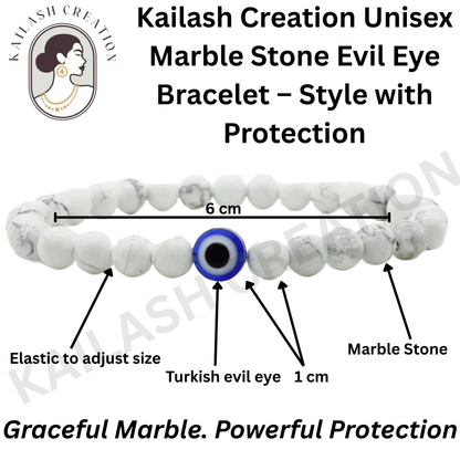 Evil Eye Bracelet with Milky and Black Beads