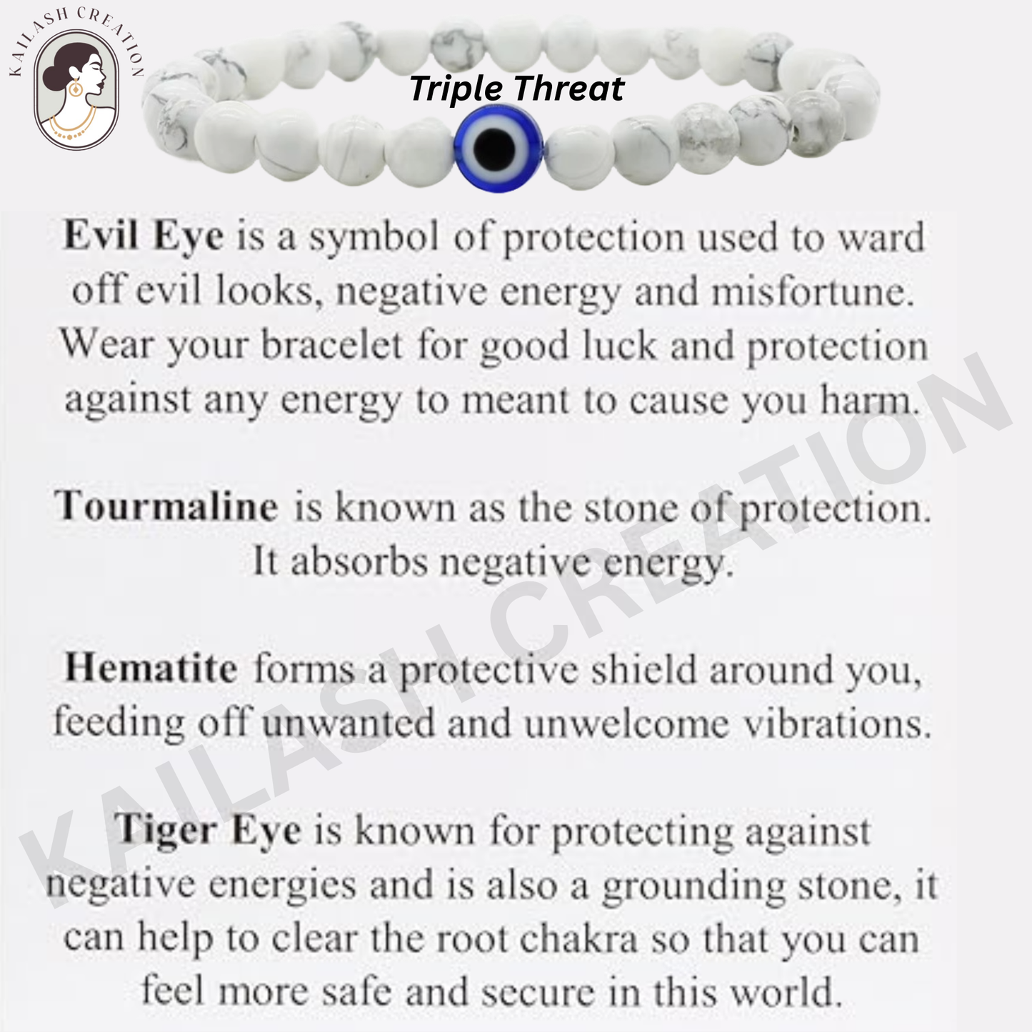 Evil Eye Bracelet with Milky and Black Beads