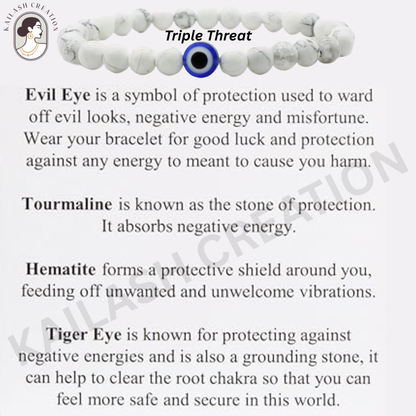 Evil Eye Bracelet with Milky and Black Beads