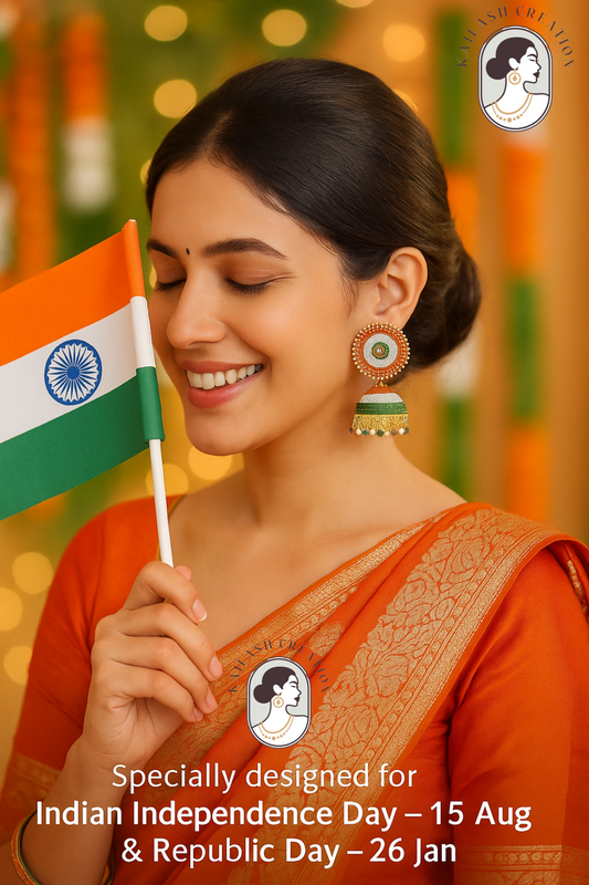 Indian Flag Tricolored Tiranga Jhumki Earrings for Women & Girls