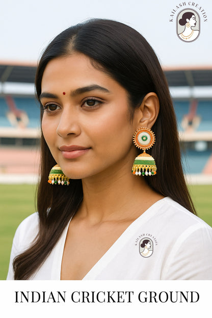 Indian Flag Tricolored Tiranga Jhumki Earrings for Women & Girls