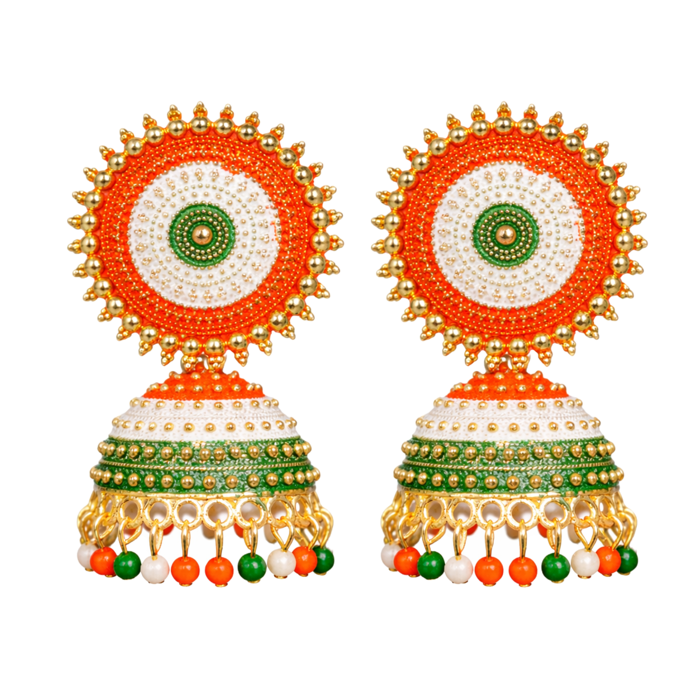 Indian Flag Tricolored Tiranga Jhumki Earrings for Women & Girls