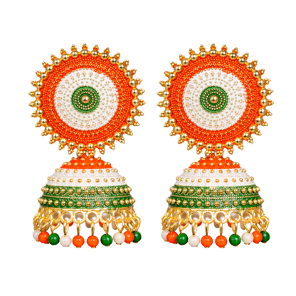 Indian Flag Tricolored Tiranga Jhumki Earrings for Women & Girls