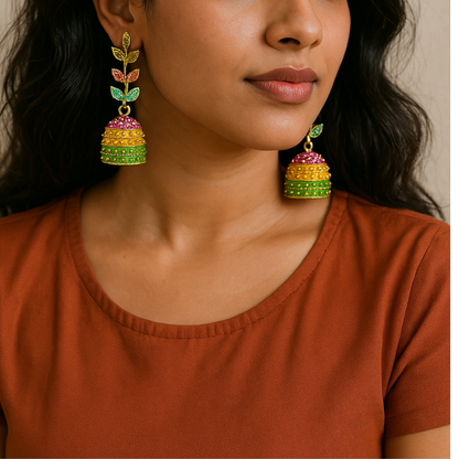 Jaipuri Oxidized Earrings | Gold Plated Jhumka Earrings for Women & Girls